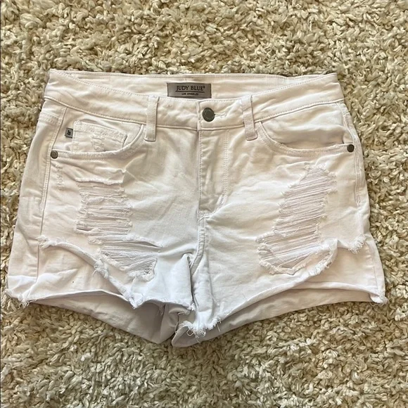 Judy Blue Women's White Distressed Shorts - Picture 3 of 6